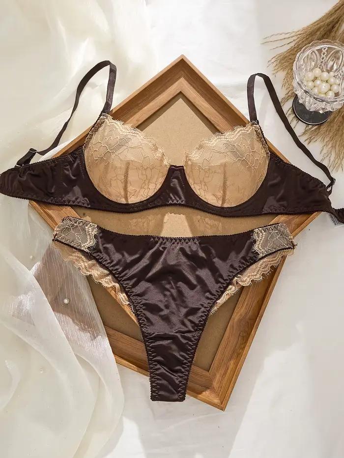 Ensemble de lingerie sexy en dentelle brodée pour femmes, soutien-gorge ultra fin respirant, décoration à boutons, sous-vêtements, soutien-gorge français, ensembles de strings