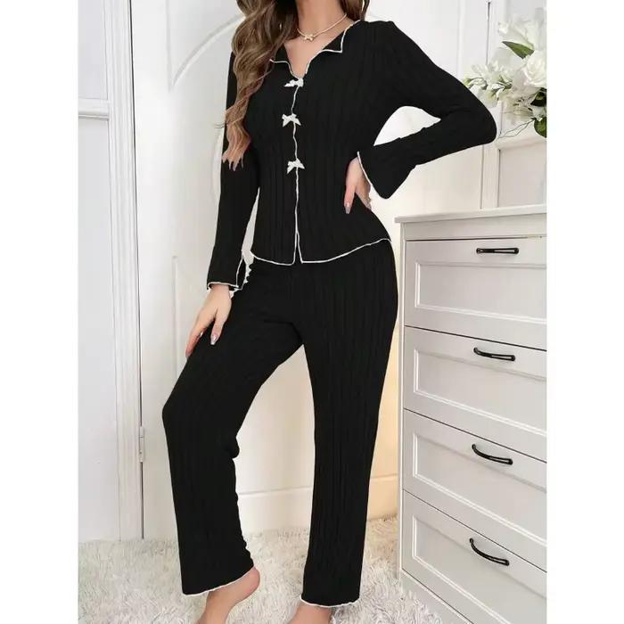 Ensembles de pyjama pour femmes 2 pièces vêtements de nuit d'hiver costume Homewear