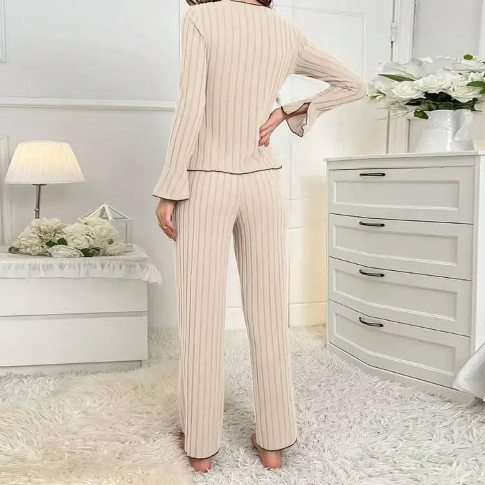 Ensembles de pyjama pour femmes 2 pièces vêtements de nuit d'hiver costume Homewear