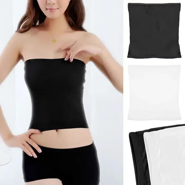 Haut tubulaire pour femmes, Corset à la mode, superposition de base, extensible, uni, sans bretelles, sans couture, t-shirt court, maillot de corps