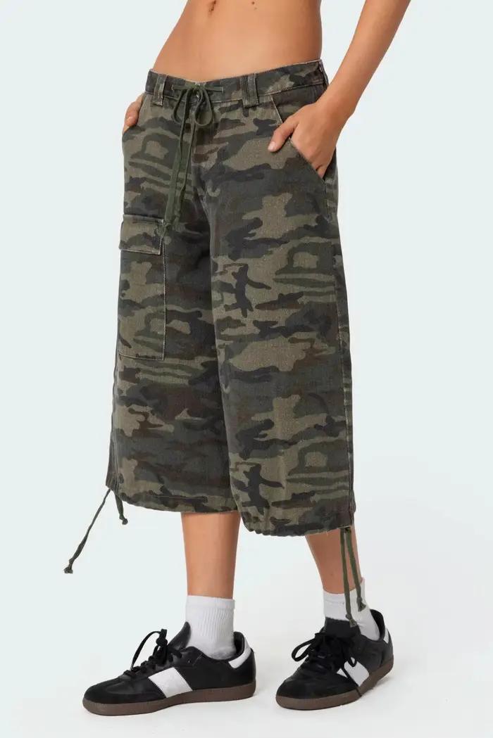 Nová letná móda pre ženy Cargo šortky ležérne s kamuflážnou potlačou voľné so šnúrkou krátke nohavice pre Club Streetwear