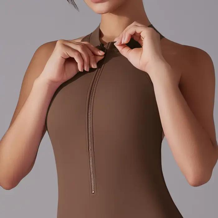 Sexy otvorený chrbát Scrunch športový kombinéza zdvíhajúca zadok ženský gymnastický set jednodielny