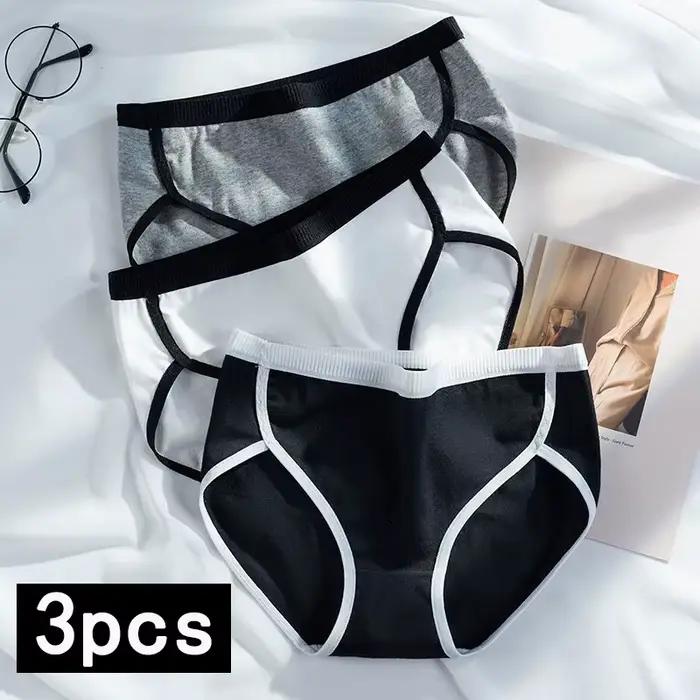 3 pièces/ensemble culottes en coton slips pour femmes caleçons Sexy noir blanc femme Linger taille basse sous-vêtements femmes Pantys Lingerie S-L
