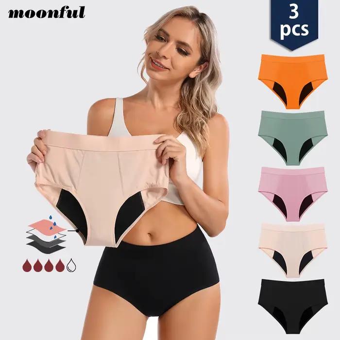 Culottes menstruelles femme flux abondant, Culotte Menstruelle en Bambou pour Femme, Taille Haute de culotte menstruation, Anti-Fuite, Lot de 3 Pièces culotte menstruelle absorbant