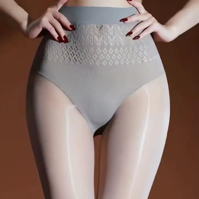 Collants brillants à l'huile, hanches pêche, entrejambe en V, grande taille, ajouré, taille haute, jambes nues, bonneterie, fête, danse, femmes, collants à l'huile de cheval