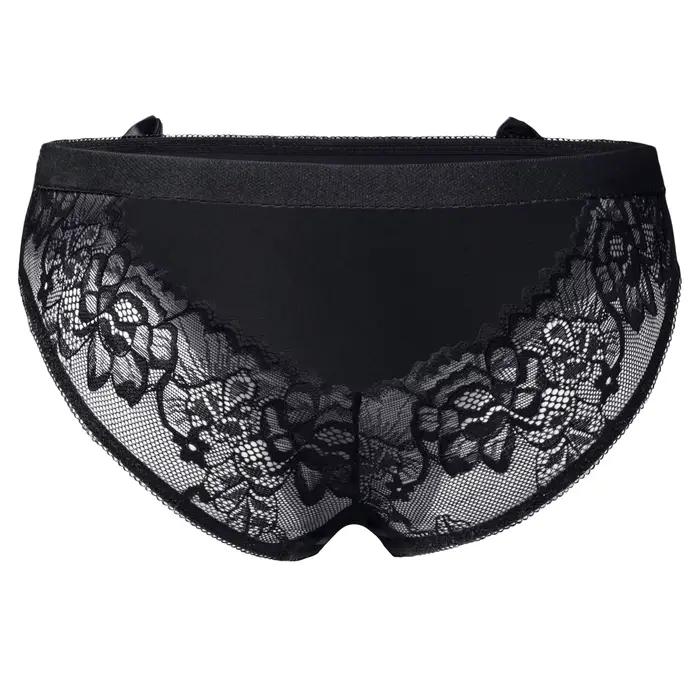 Rene Rofe-Culotte en dentelle sans entrejambe pour femme, sous-vêtement sexy avec nœud, entrejambe séparé
