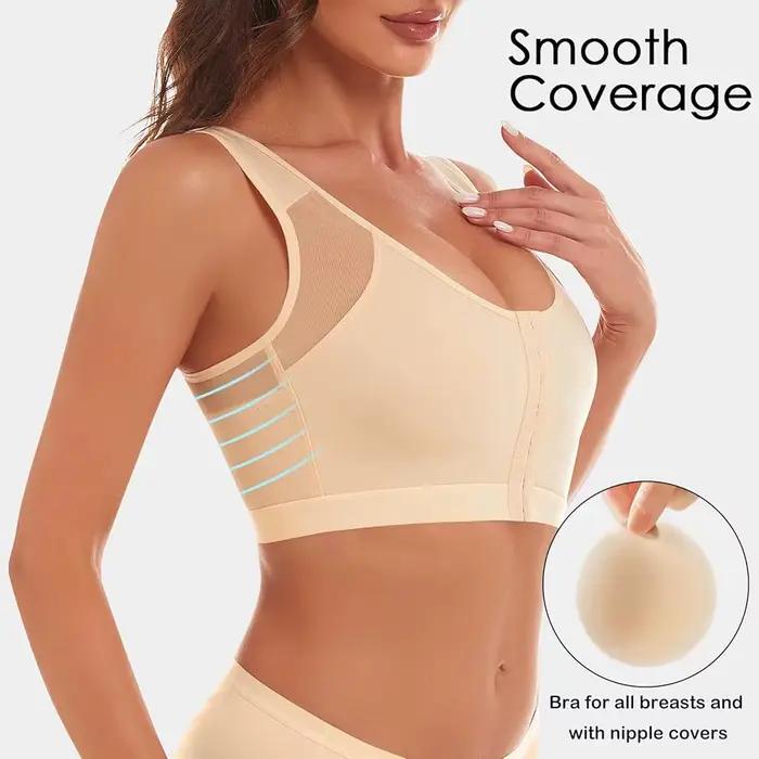 Soutien-gorge correcteur de posture à fermeture avant pour femme, effet push-up, dos croisé, antichoc, soutien sportif, type gilet de fitness