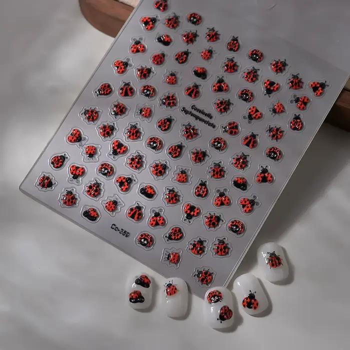 Coccinellidae nechty umenie 5D reliéfne samolepiace nálepky mix dizajn hmyz