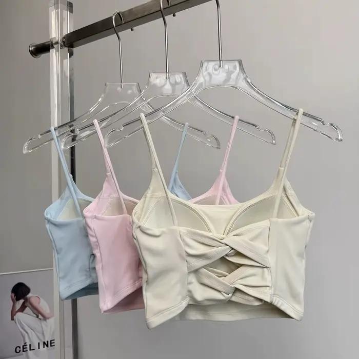Soutien-gorge de sport intégré pour femme, idéal pour le yoga, la course et le fitness, avec dos sexy, confortable pour l'été, style débardeur