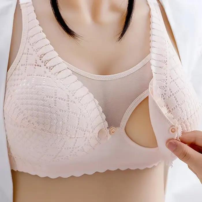 Soutien-gorge d'allaitement de maternité avec bouton avant, sous-vêtements froncés réglables, soutien-gorge d'allaitement confortable pour nourrir les femmes enceintes