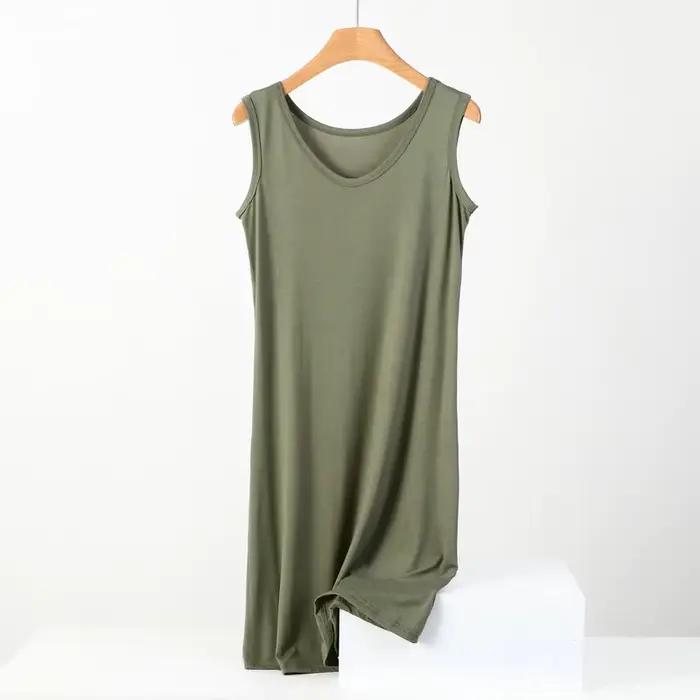 Chemise de nuit mi-longue en émail modal pour femme, robes de base en fibre, monochromatique, document, grande taille, été, 8XL