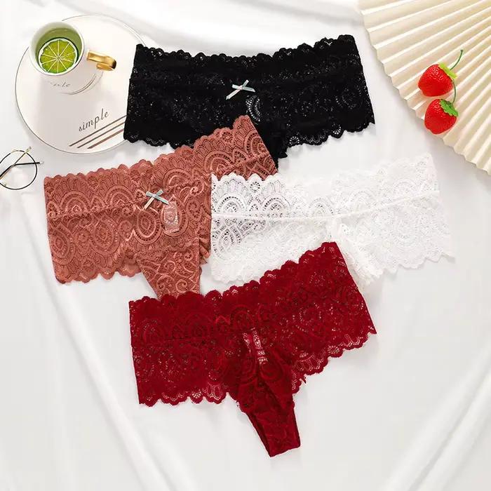 Culotte en coton taille haute pour femmes, sous-vêtements féminins, string sexy, culotte en dentelle, lingerie, KnUNICEF