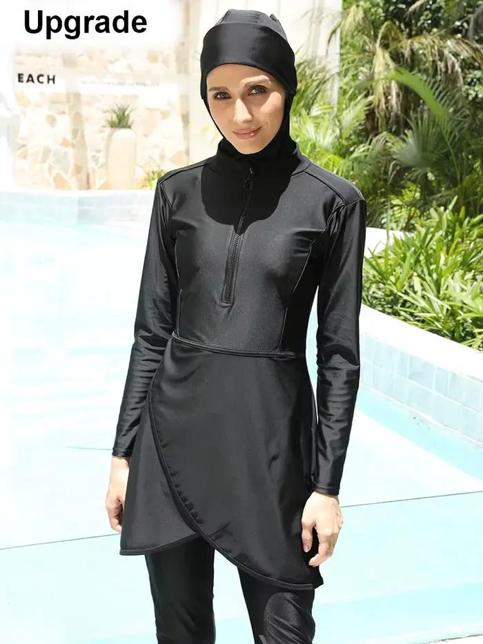 Moslimské plavky s rukávmi pre ženy, Burkini, Turban, 3-dielna sada