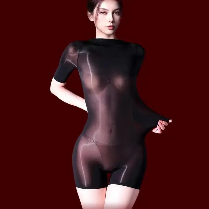 Combinaison moulante 5D ultra-extensible pour femme, effet brillant et transparent, idéale pour le yoga, le bodycon ou comme justaucorps de mode