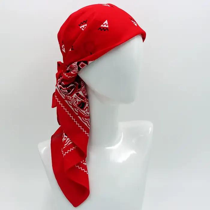 Nový nadrozmerný 70CM červený štvorcový šál v retro štýle s potlačou bavlnený bandana klobúky šatka
