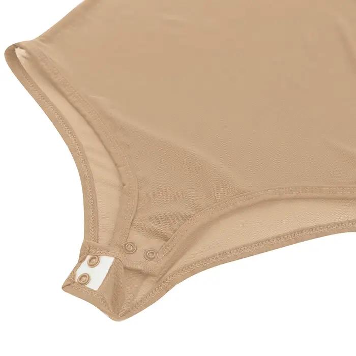 Body pour femme en polyester non tissé pour danse du ventre avec manches longues et buste ouvert pour performances et entraînement