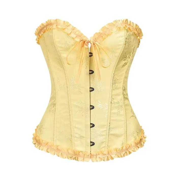 Bustier a korzety bez kostic s volánmi kráľovská modrá gotický top pre ženy Sexy oblečenie Steampunk Korzet Vintage Burleskné viktoriánske kostýmy