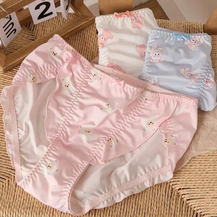 Ensemble de culottes respirantes pour femmes, sous-vêtements féminins, lapin de dessin animé, lait doux, grande taille 6XL, lot de 3 pièces