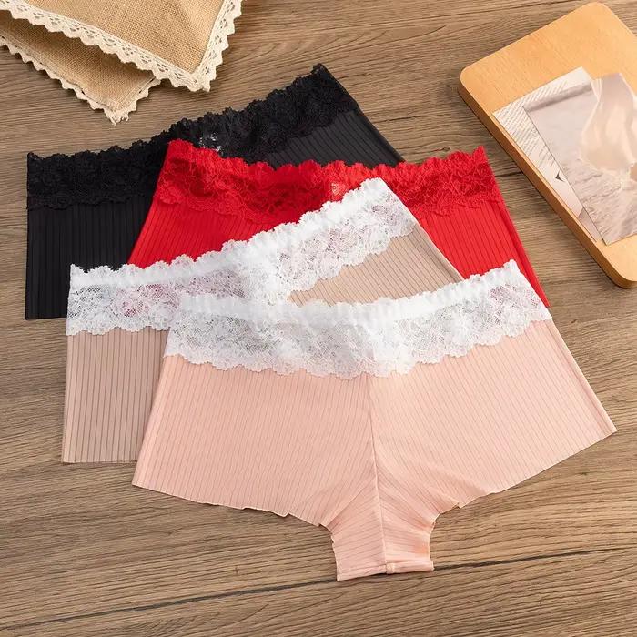 BZEL dámske boxerky Sexy čipka bezšvové nohavičky priedušné elastické pruhované