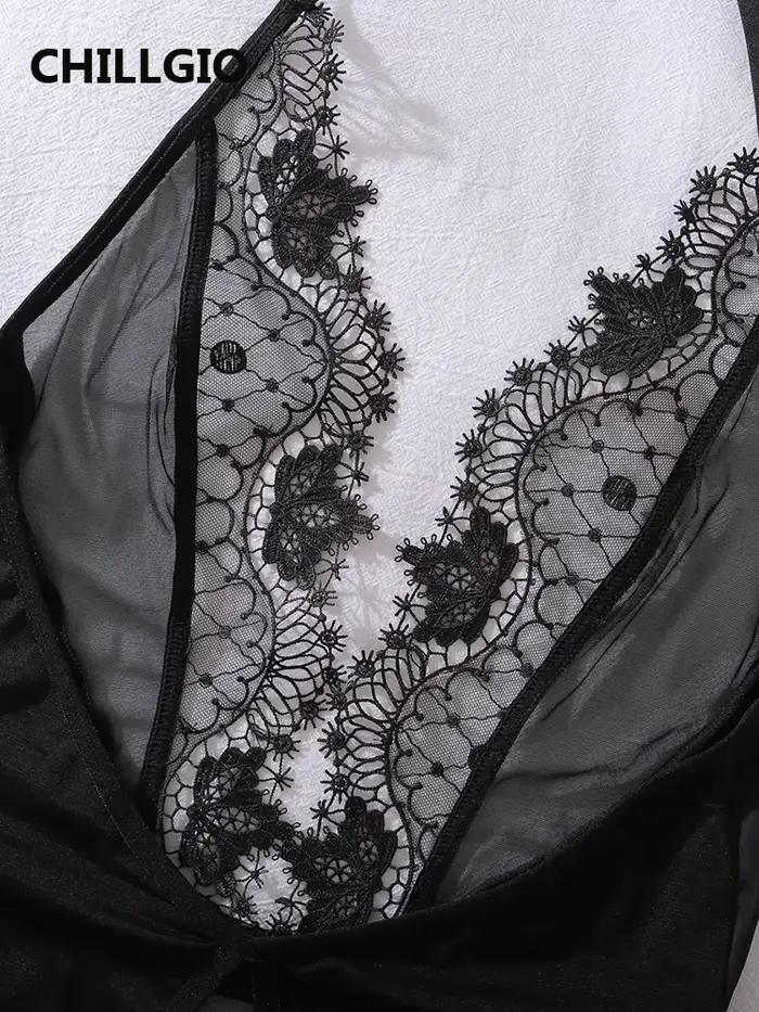 CHILLGIO Ženy Sexy čipkovaná kvetinová body Lingerie módna elastická erotická jednodielna kombinéza Onesie lodičkový