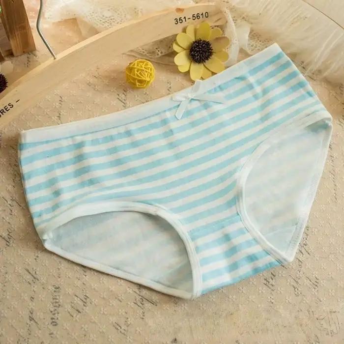 Kawaii Lolita filles japonais Anime Style Cosplay femmes culottes slips avec nœud sous-vêtements caleçons bleu rose blanc rayure cadeau