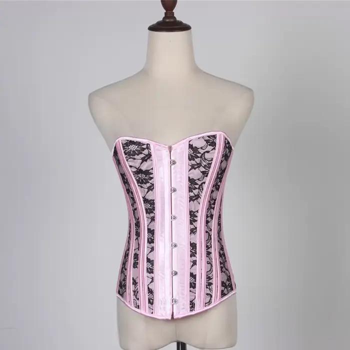 Corset rose haut bustier victorien surbuste princesse élégant Corsets haut Sexy dentelle florale Corset Lingerie Showgirl Costume de fête