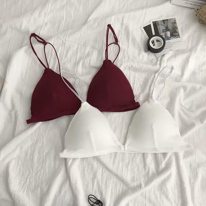 Soutien-gorge de Style français pour femmes, Sexy, ceinture fine, Bralettle, bonnet Triangle, sous-vêtements, Deep V, sans fil, doux, fin, sans couture, Lingeri