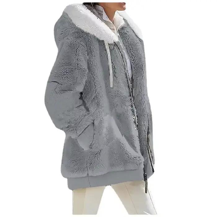 Veste en polyester VEITCHE avec capuche pour femmes, style streetwear, automne-hiver, confortable et polyvalente