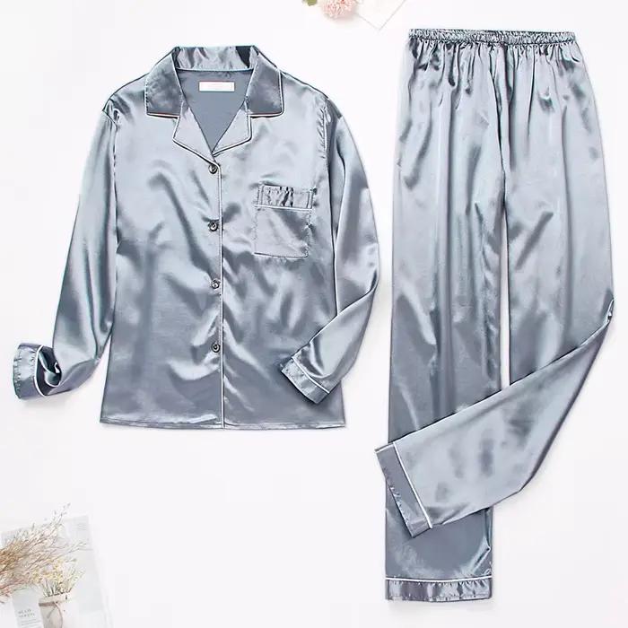 Injhomewear - Saténové pyžamo s dlhými rukávmi pre ženy