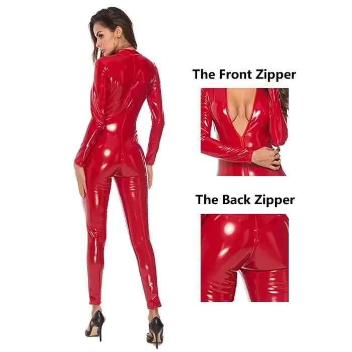 Combinaison en Faux Cuir à Entrejambe Ouvert pour Femme, Lingerie Sexy, Catsuit en Latex, Grande Taille 7.0, Body sans Entrejambe