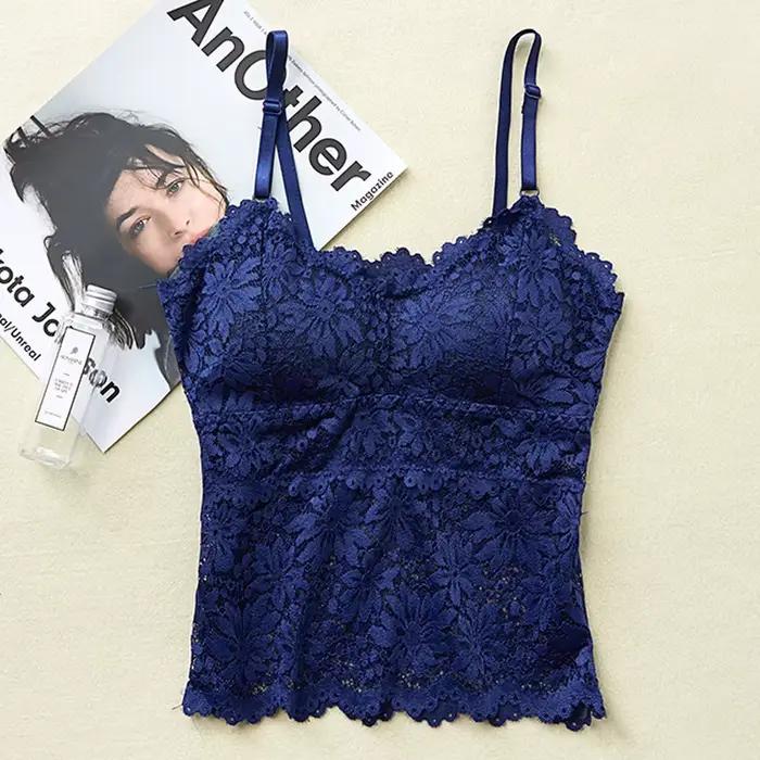 Soutien-gorge en dentelle hauts dentelle florale élégant pour femmes lingerie sexy sous-vetements sans fil bretelles réglables camisoles coussinets amovibles occassions spéciales