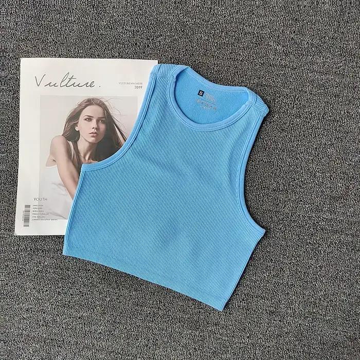 Soutien-gorge de sport dos nageur pour femme, séchage rapide, respirant, sans manches, haut court, idéal pour la course, la gym et le yoga