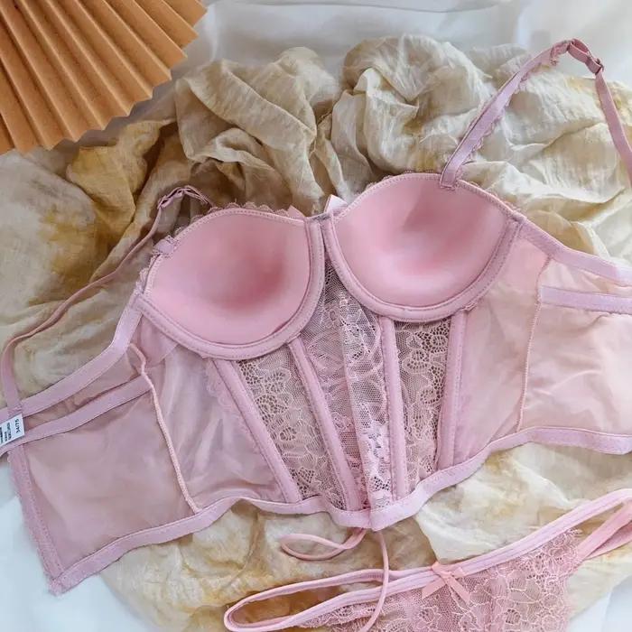 Japon Sexy ensemble de Lingerie Lolita Kawaii rose blanc à lacets adulte Cosplay femmes soutien-gorge ensemble de sous-vêtements fille vêtements de nuit