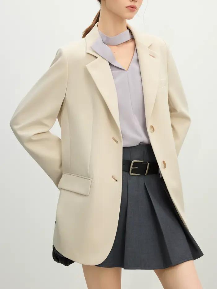 FSLE univerzálny elegantný štýlový blazer pre ženy 2025 novinka Jedinečný dizajn kancelársky voľný zelený chic kabát