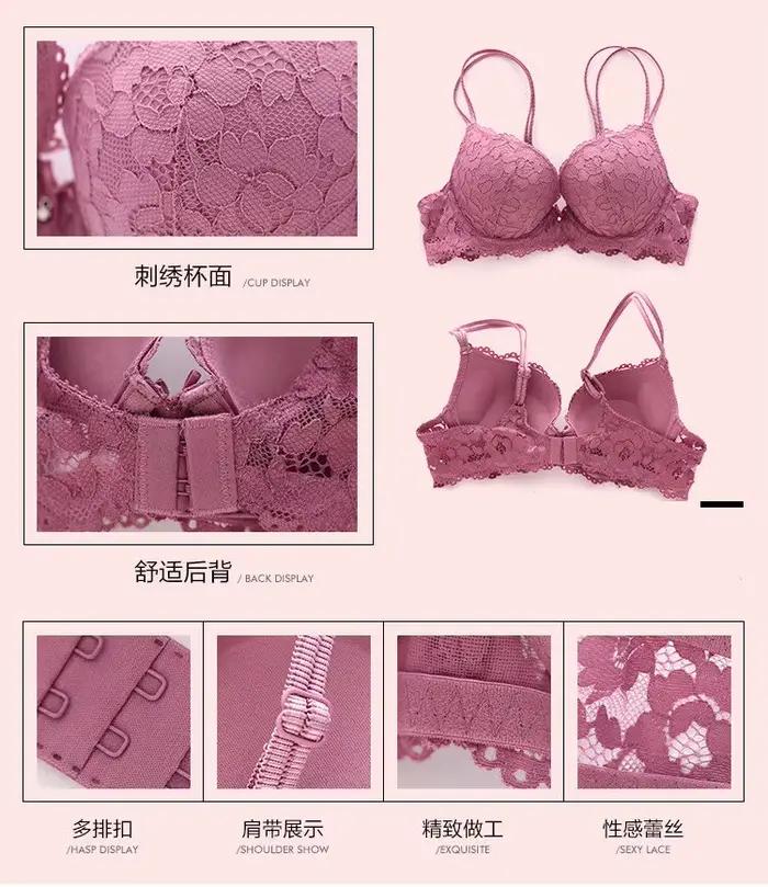 Sexy podprsenkový set pre ženy Push Up Lenceria Mujer s kosticami Langerie dievča Bralette podprsenka a nohavičky Feminina čipka Underwe
