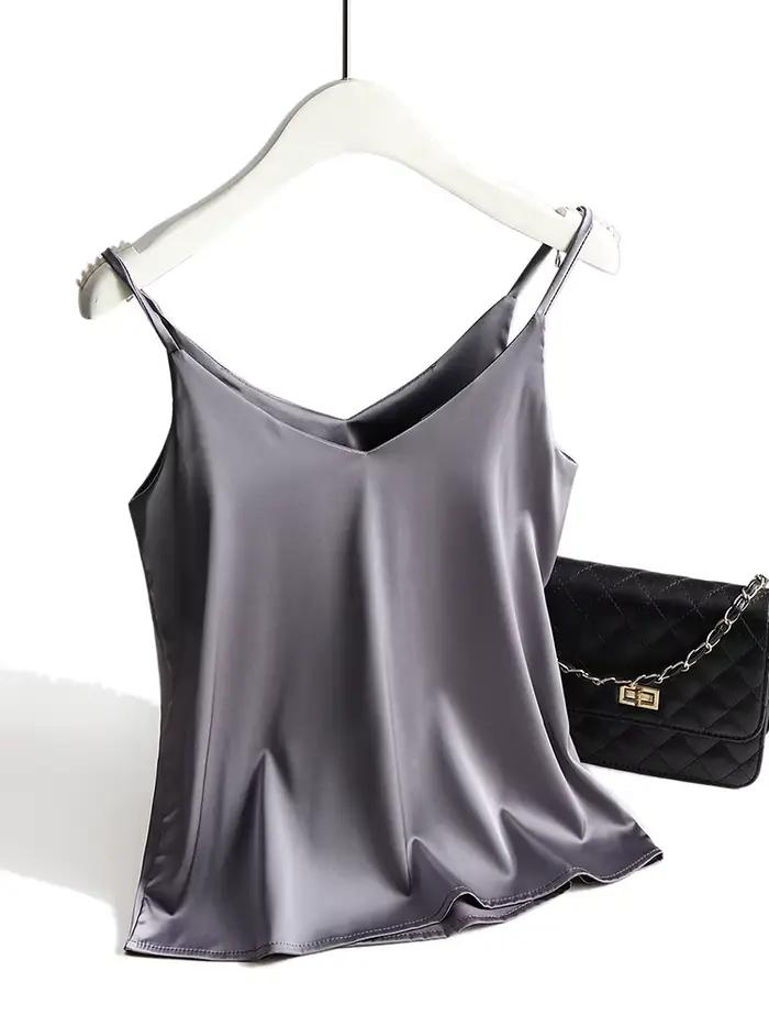 Camisole en soie et polyester pour femmes style décontracté adapté à l'été et aux occasions spéciales
