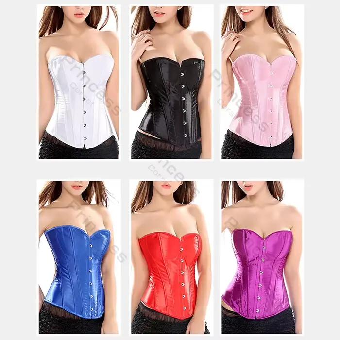 Sexi korzetový bustier so šnurovaním pre ženy ružový viktoriánsky top Korzet veľkej veľkosti Vintage Saténový