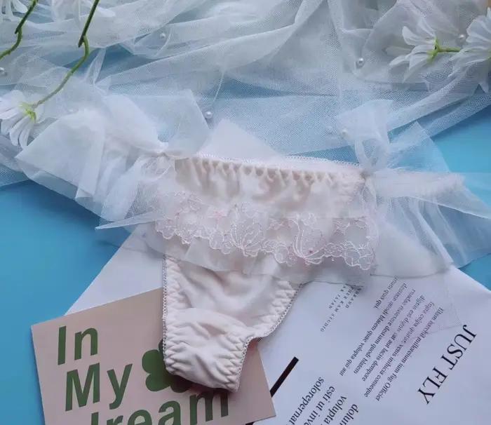 Culotte à volants en dentelle brodée, culotte tanga, sous-vêtements mignons, Lolita Kawaii, princesse, patients M L, 2024 vraies photos, nouveau, 100%