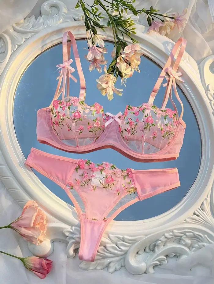 Nouvel ensemble de lingerie rose pour femmes