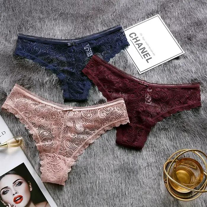 BANNIROU-Lingerie sexy en dentelle pour femme, sous-vêtements féminins, culotte en T, string transparent, intimes, 1 pièce