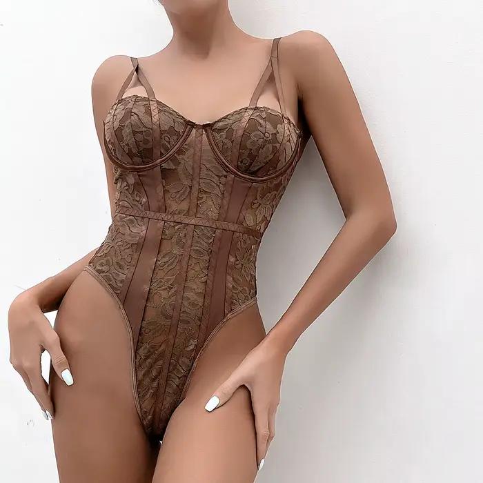 2026 Body Femme Streetwear Sexy Moulant Élégant Basique, Haut Corset, Body Patchwork Dentelle Sexy