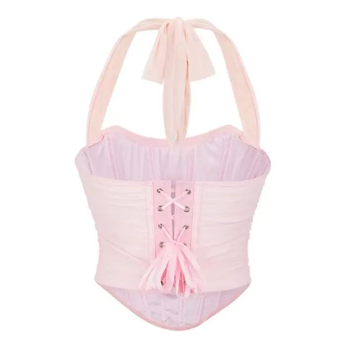 Korzátový halter crop top pre ženy