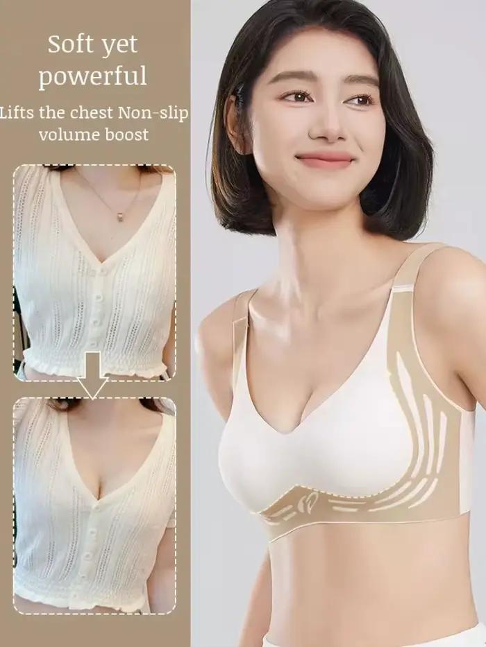 Soutien-gorge de sport pour femme anti-affaissement, ajustable, pour petites poitrines, motif cœur, color-block, sans couture, haute élasticité, effet liftant et sculptant