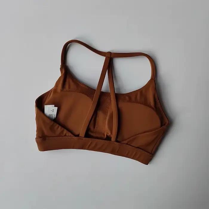 Soutien-gorge de sport de Yoga pour femmes, dos Triangle, Sexy, sensation nue, froncé, exercice de Fitness, haut de soutien confortable