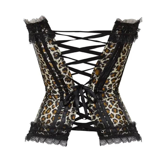 Corsets roses pour femmes, Lingerie Sexy, léopard, grande taille, gothique, dentelle florale, Bustiers, rouge et blanc