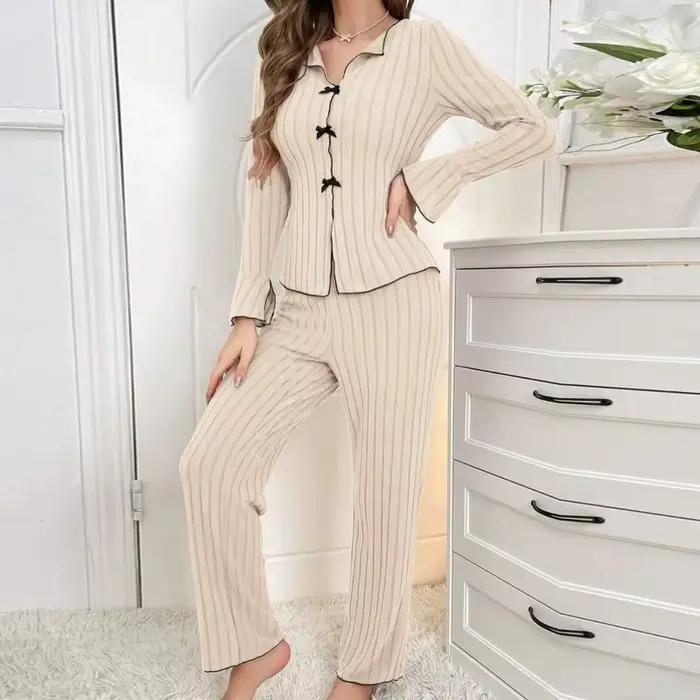 Ensembles de pyjama pour femmes 2 pièces vêtements de nuit d'hiver costume Homewear