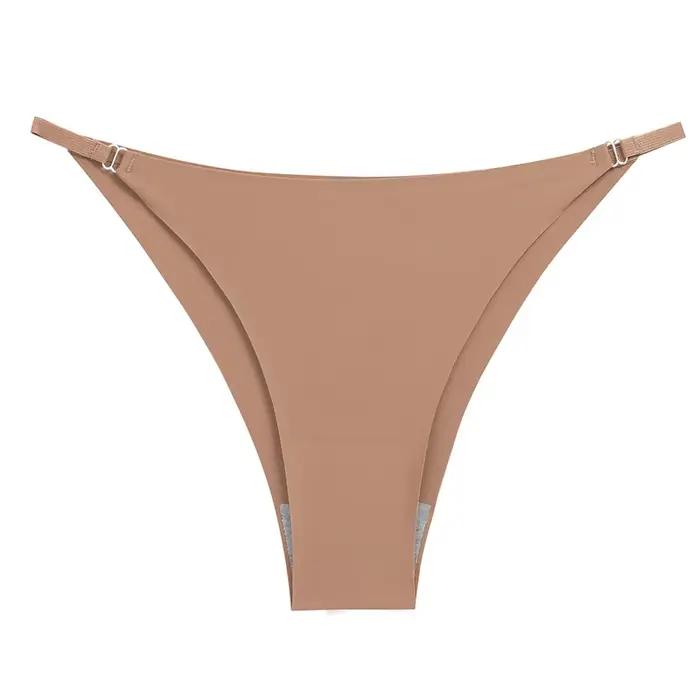 WarmSteps Sexy femme culottes glace soie solide sous-vêtements pour femme Lingerie sans couture culotte taille basse Bikinis caleçons slips XXL
