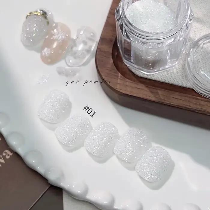 Strieborný diamantový prášok na nechty 5g - Ultra jemný trblietavý pigment na akrylové a gélové
