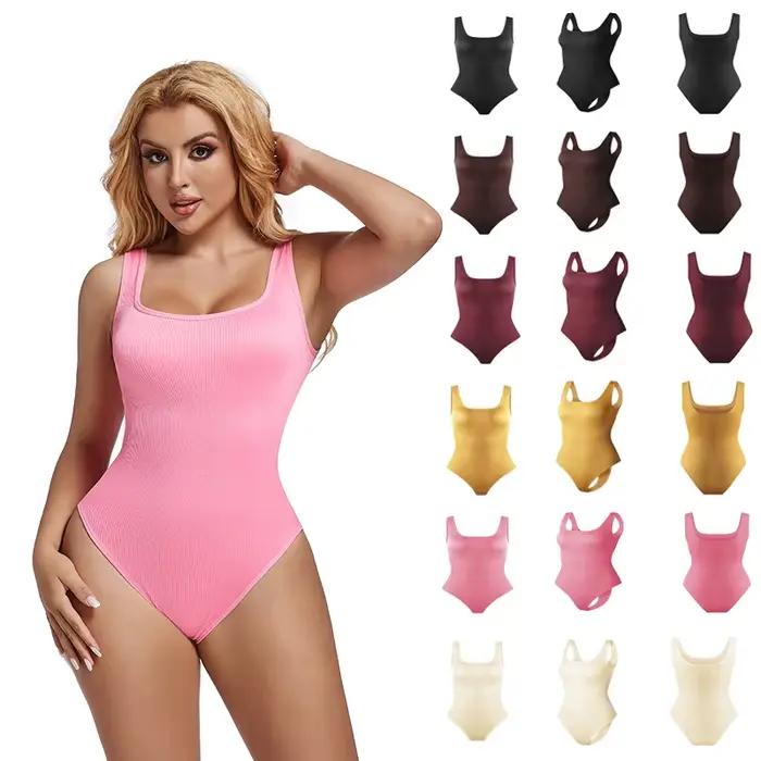 Body d'été Sexy pour femmes, sans bretelles, dos nu, couleur unie, col en U, gilet Slim sans manches, combinaison ajustée