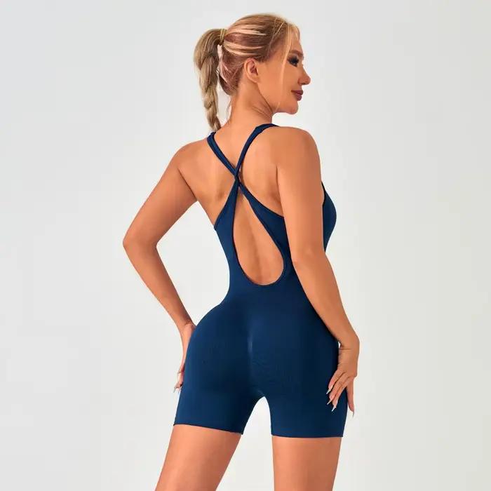 Body d'été vêtements de sport femme gymnastique body Sexy pour Fitness fête Shorts combinaisons salopette femmes Yoga Combi-pantalon barboteuses